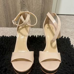 JLo Strappy High Heels in Rose Gold and Gold